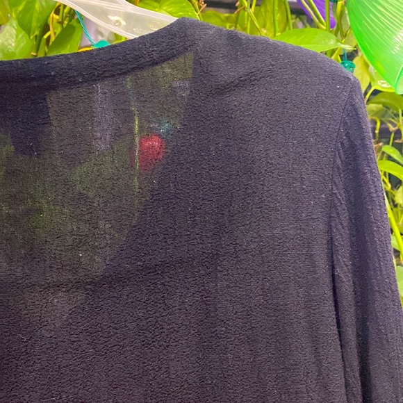 Eileen Fisher Black Buttons Down Cardigan Tunic Crinkle Texture Fabric Size PM ! - Picture 7 of 10